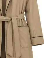 Marty Supreme Timothée Chalamet Brown Coat close-up view showing texture, stitching, and fine details