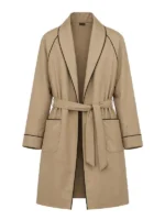 Marty Supreme Timothée Chalamet Brown Coat view look showing the full shape, clean fit, and rich tone