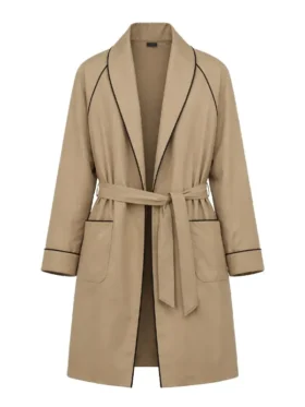 Marty Supreme Timothée Chalamet Brown Coat view look showing the full shape, clean fit, and rich tone