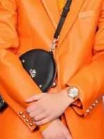 Marty Supreme Timothée Chalamet Leather Blazer close-up view showing texture, stitching, and detail