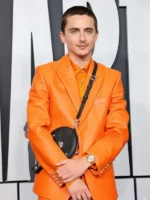 Marty Supreme Timothée Chalamet Leather Blazer look showing the overall design, fit, and refined style