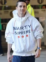 Marty Supreme Timothée Chalamet White Jacket front view with clean silhouette and signature design details