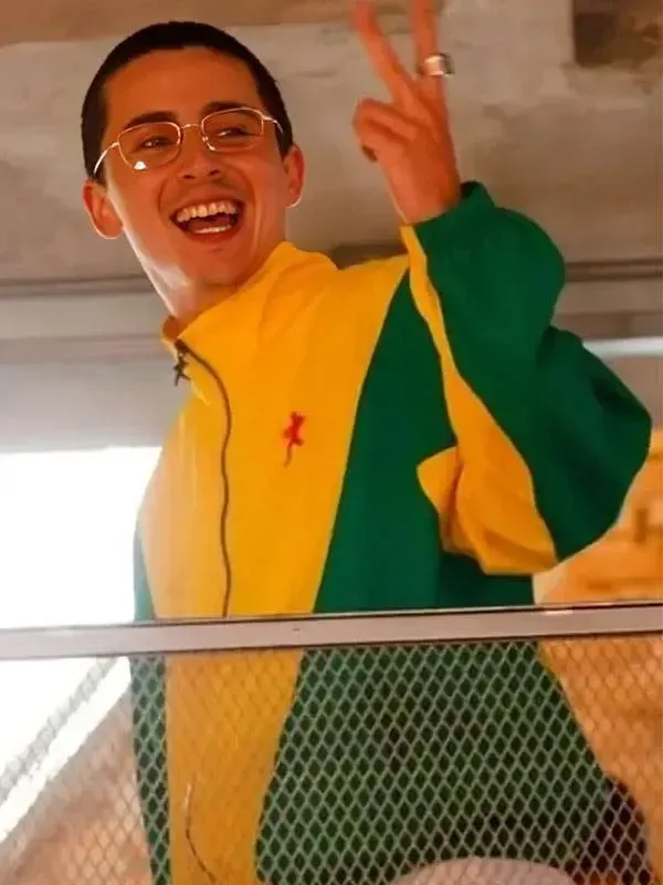 Marty Supreme Yellow and Green Track Jacket styled look showing full street outfit and wearable appeal