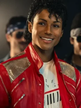 Lifestyle front angle of the Michael Jaafar Jackson Beat It Jacket.