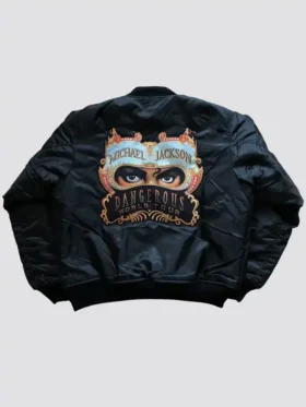 The rear view of the Michael Jackson Dangerous Tour Jacket showing its clean lines and tailored fit.