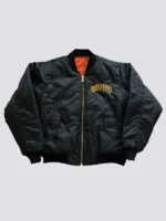 The front profile of the Michael Jackson Dangerous Tour Jacket showing the intricate strap work and hardware.