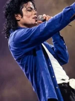 Michael Jackson Singer Blue Jacket Side View