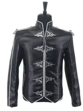 Michael Jackson V8 Black Leather Jacket Front Look