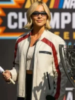 NASCAR Championship Sydney Sweeney Jacket closure view showing fastening detail and front finish