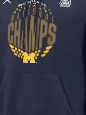 Macro shot focusing on the fabric of the NCAA National Champions Hoodie.