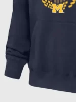 Detail of the reinforced kangaroo pocket on the championship hoodie.