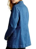 Clean rear perspective of the NCIS Origins Kathleen Kenny Denim Blazer.