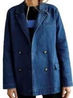 Direct front profile of the NCIS Origins Kathleen Kenny Denim Blazer.