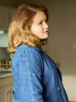 Side profile of the NCIS Origins Kathleen Kenny Denim Blazer.