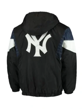 Back view of the iconic NY Yankees Blackout Anorak Hooded Jacket.