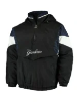 A stylish lifestyle look of the NY Yankees Blackout Anorak Hooded Jacket.