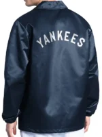 Clean rear perspective of the NY Yankees Navy Man Coaches Jacket.