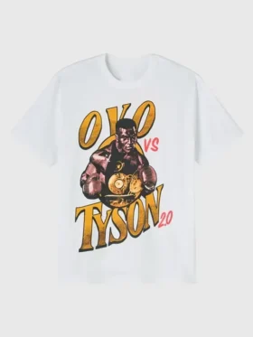 The front profile of the OVO Tyson Round 2 T-Shirt featuring a clean neckline and centered collaborative artwork.