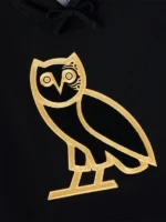 A focused look at the central graphics on the OVO Tyson Tattoo OG Hoodie featuring the iconic face tattoo motif.