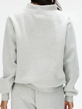 Clean rear perspective of the Parke Signature Patch Mockneck Sweatshirt.