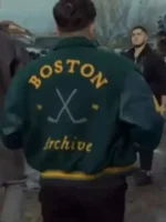 The back profile of the Per Jete Olsi Bylyku Varsity Jacket showing a clean and structured finish.