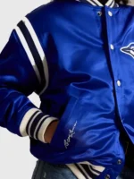 Close-up of the fabric on the Polo Ralph Lauren Blue Jays Jacket.