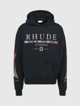 Rhude Yacht Club Hoodie Black Front View