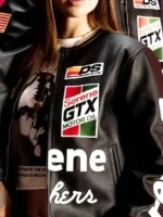 A lifestyle look of the Serene GT Leather Jacket showcasing its sleek fit and urban appeal.