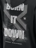 Artistic design details of the Seth Rollins Burn It Down Hoodie.