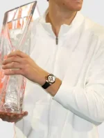 A stylish lifestyle look of the Sinner Miami Open White Track Jacket.