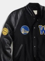 A stylish lifestyle look of the State Warriors Black Varsity Jacket.