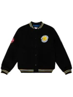 Front view of the State Warriors Black Varsity Wool Jacket.