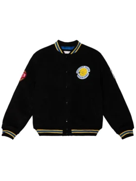 Front view of the State Warriors Black Varsity Wool Jacket.
