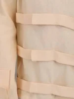 Macro shot of the Straight White Jacket Costume material.