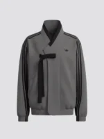 Front view of the Stray Kids x Adidas Hanbok Jacket in dark grey.