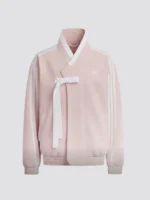 Full front view of the Stray Kids x Adidas Hanbok Jacket in light pink.