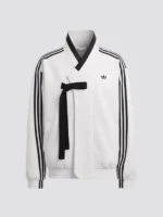Front view of the Stray Kids x Adidas Hanbok Jacket in white.