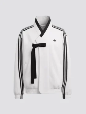 Front view of the Stray Kids x Adidas Hanbok Jacket in white.