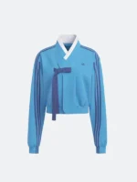 Front view of the TWICE x Adidas Hanbok Blue Fusion Jacket.