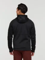 Rear profile of the Black Tempa Fleece Hooded Jacket Mens and Womens showing the smooth finish.