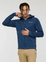 Front view of the Tempa Fleece Hooded Jacket Mens and Womens in a classic blue color.