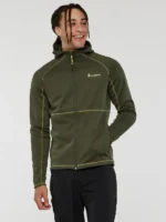 Front view of the Tempa Fleece Hooded Jacket Mens and Womens in a vibrant green shade.