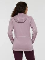 Back view of the Lavender Tempa Fleece Hooded Jacket Mens and Womens illustrating the soft texture.