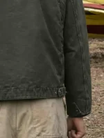 The Dog Stars Jacob Elordi Cotton Jacket close up view showing cotton fabric texture and stitching