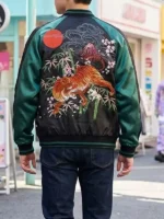 Tiger Sukajan Jacket back look showing rear styling, smooth shape, and clean finish