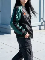 Tiger Sukajan Jacket side view showing profile shape, sleeve design, and smooth fit