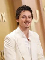 Timothée Chalamet 32nd Actor Awards White Blazer close-up view showing texture and stitch detail