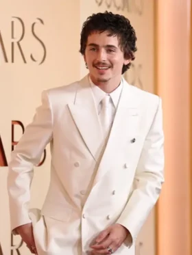 Timothée Chalamet 32nd Actor Awards White Blazer front view showing clean fit and sharp design