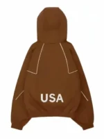 Timothee Chalamet Marty Supreme Brown Jacket back view showing rear panel construction and finish