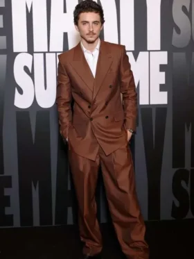 Timothee Chalamet Marty Supreme Brown Suit Marty Supreme Timothee Chalamet Brown Suit View Marty Supreme Timothee Chalamet Brown Suit Front View "Marty Supreme Timothee Chalamet Brown Suit" use in alt text, caption, description